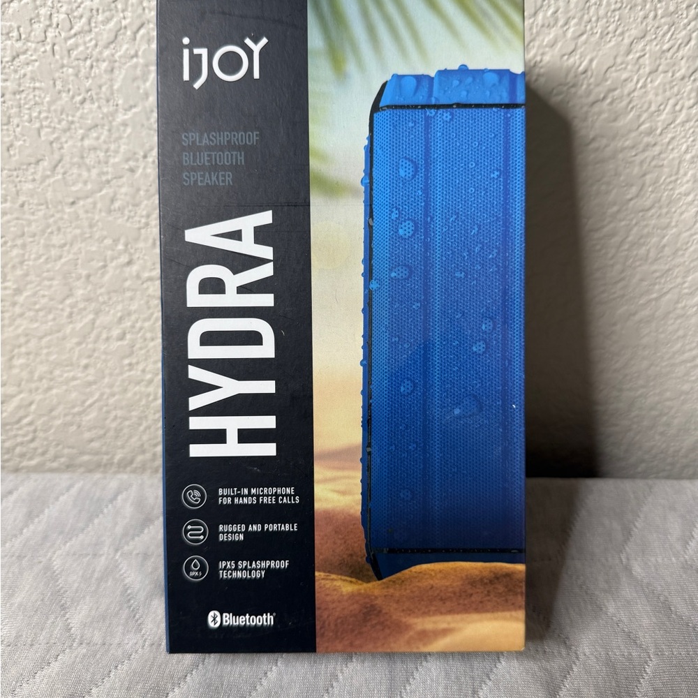 iJoy Blue Splashproof Bluetooth Speaker Hydra New